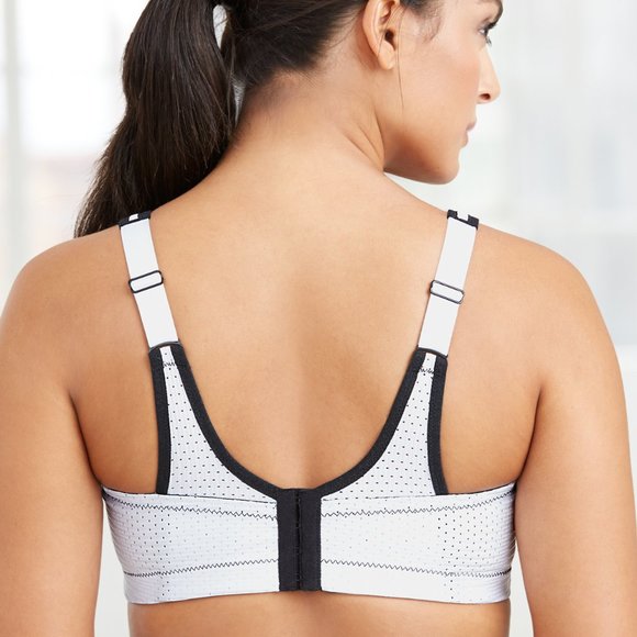 Glamorise SPORT Bra 32F (DOUBLE-LAYER) Wicking (PADDED-STRAPS) WHITE NEW - Picture 12 of 14